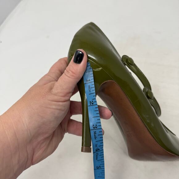 J.Crew Mona Double‑Strap Mary Jane Heels Green Leather Officewear Size 10 - Picture 10 of 10